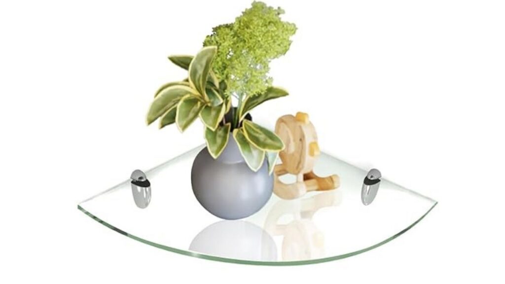 floating glass corner shelves